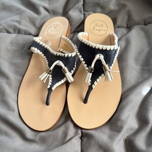 Jack Rogers Navy and White Sandals